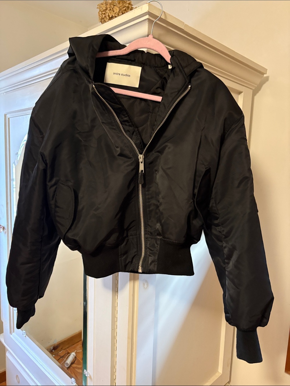 Entire Studios hooded black bomber jacket size xs